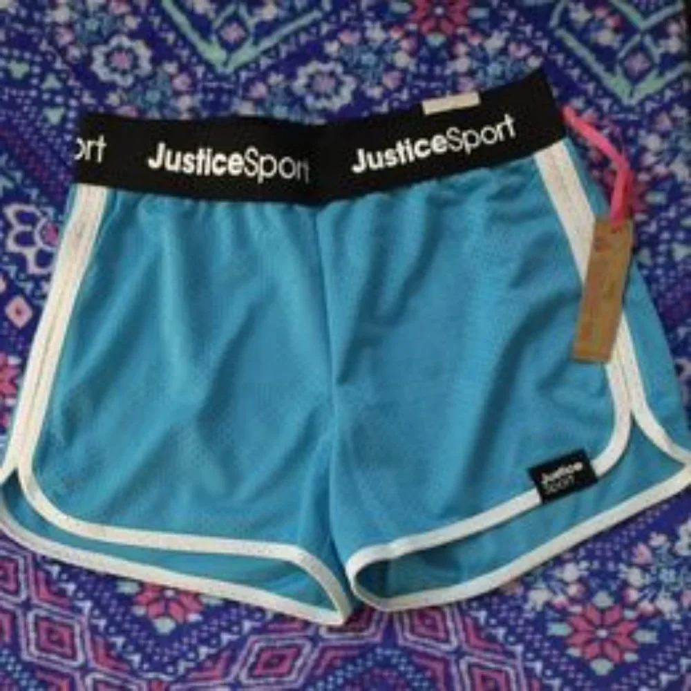 NEW girls shorts, blue, size L(12/14), JusticeSport,brand- justice k-196